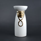 White ceramic candle holder with gold accent modern tealight holder for home decor styling