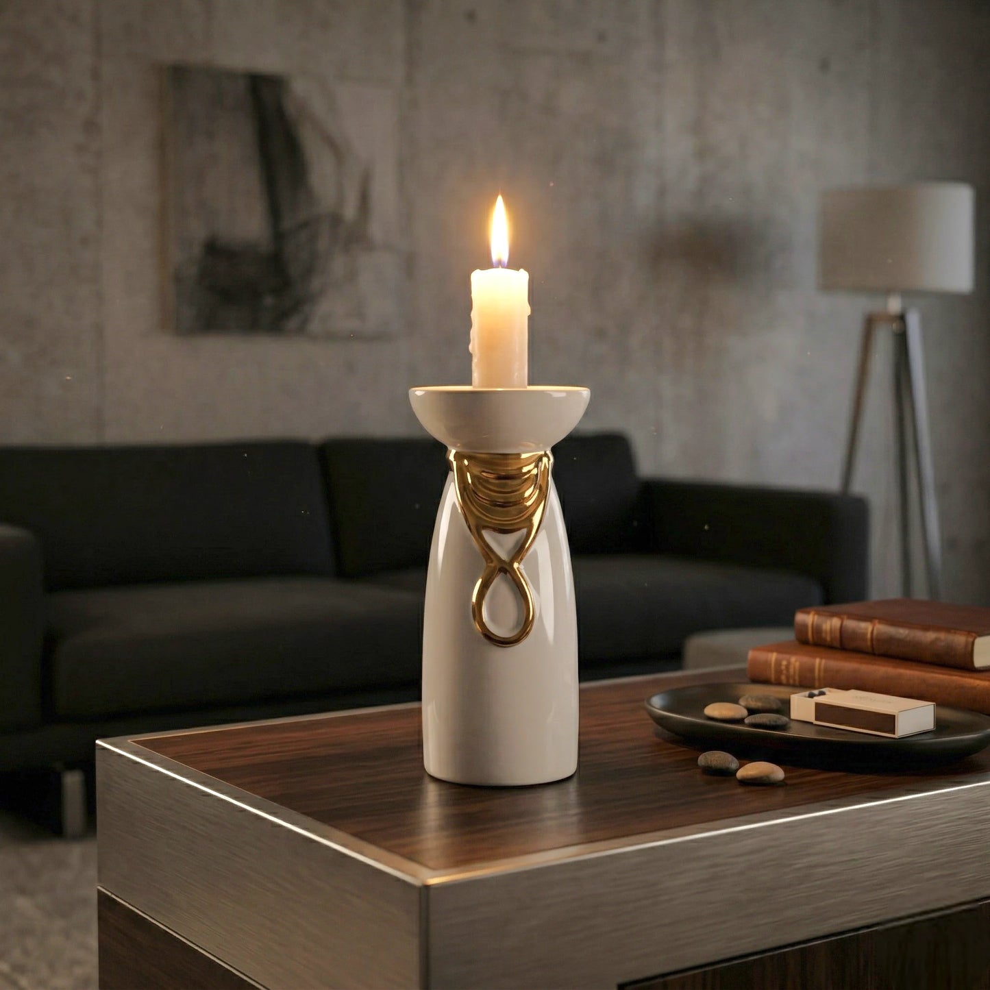 Aura Candle Holder styled tabletop decor