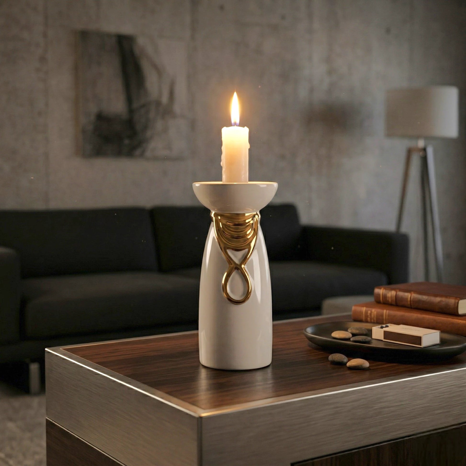 Aura Candle Holder styled tabletop decor
