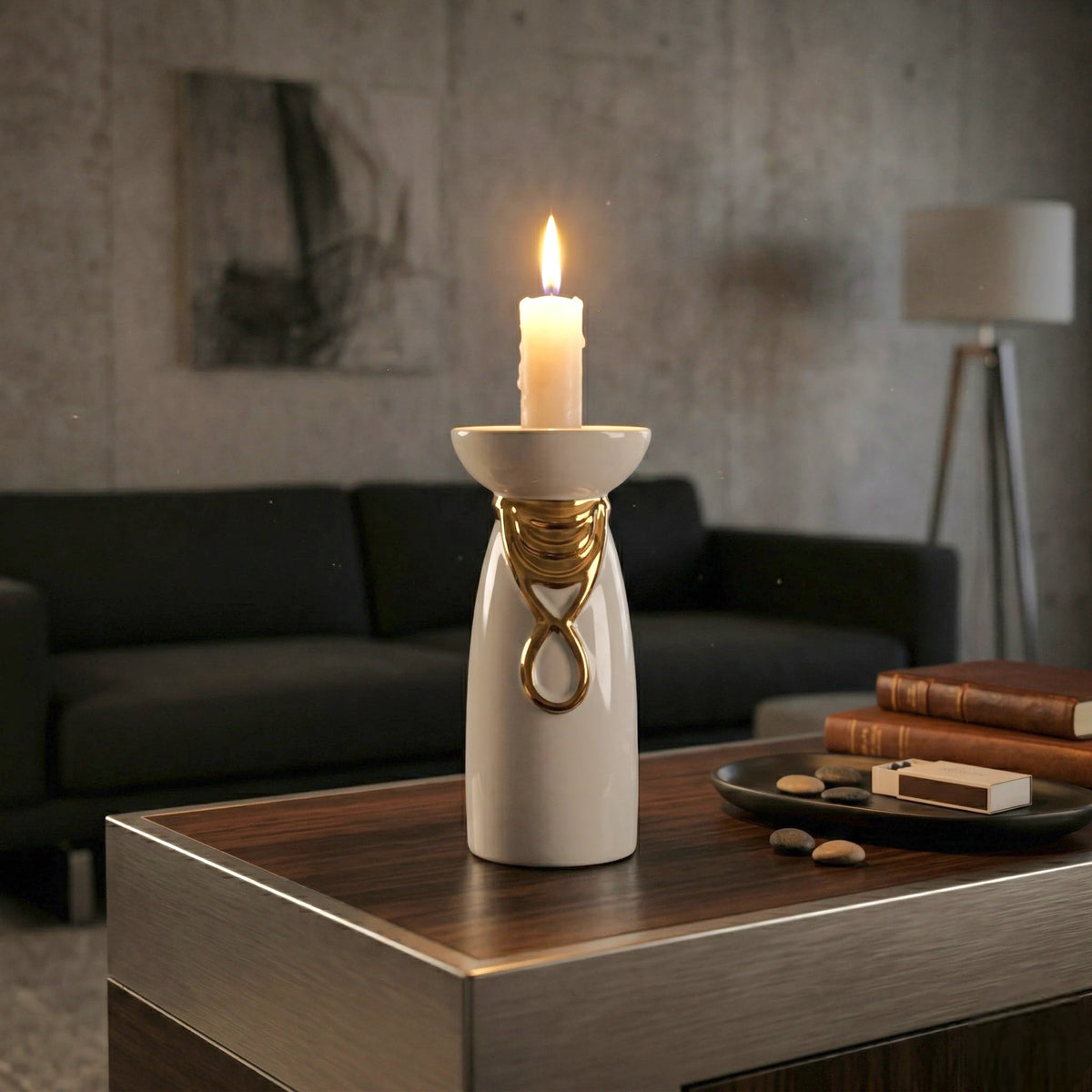 Aura Candle Holder styled tabletop decor