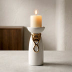Aura Candle Holder ceramic base with gold accent design