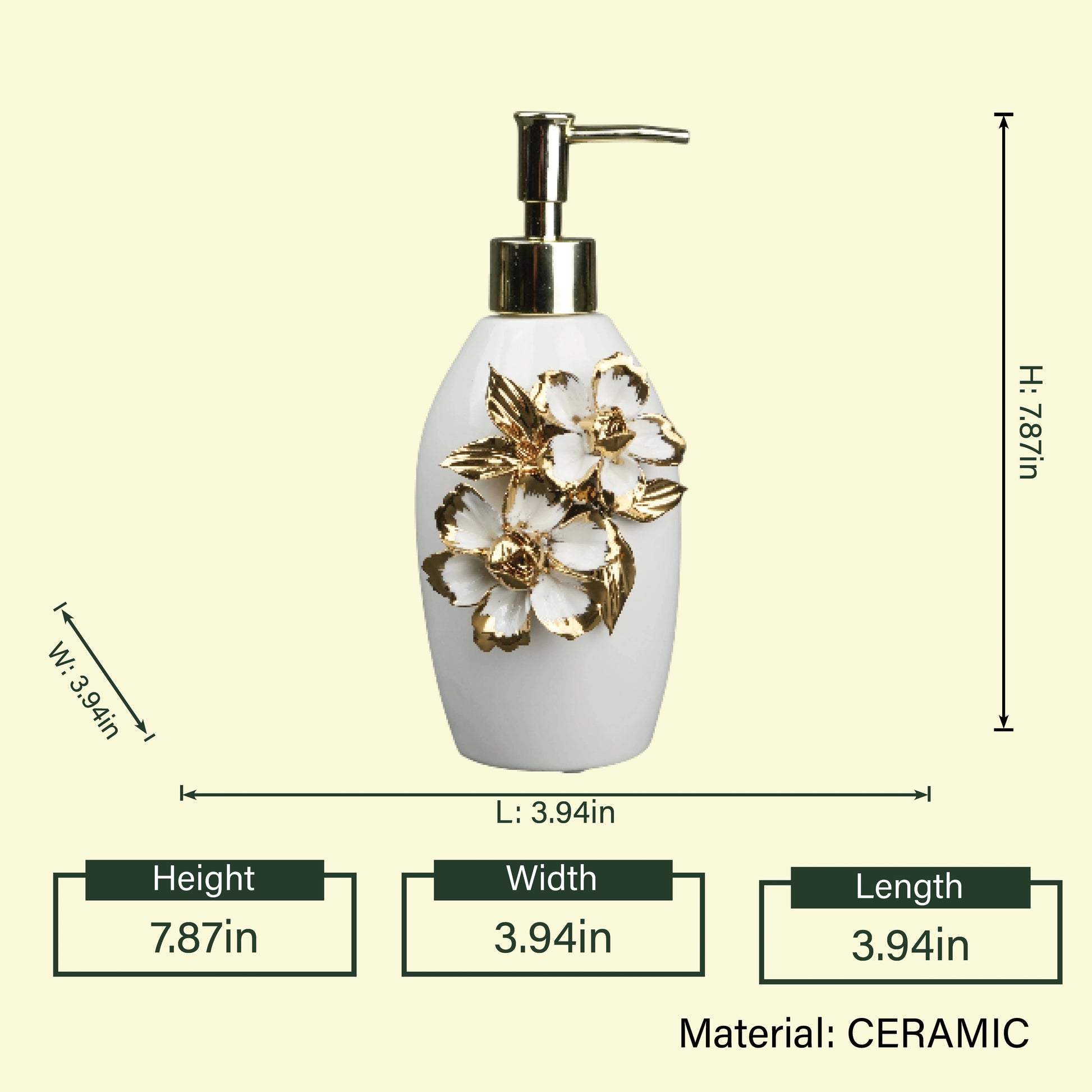 Ivory Bloom Dispenser styled bathroom decor setup
