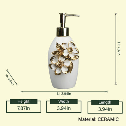 Ivory Bloom Dispenser styled bathroom decor setup