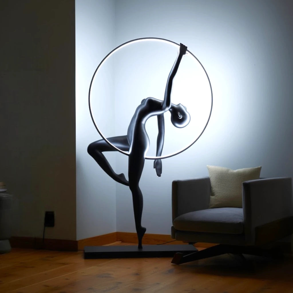 Halo Form Floor Lamp full view sculptural floor lighting