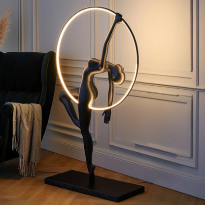 Halo Form Floor Lamp angled view sculptural lighting piece