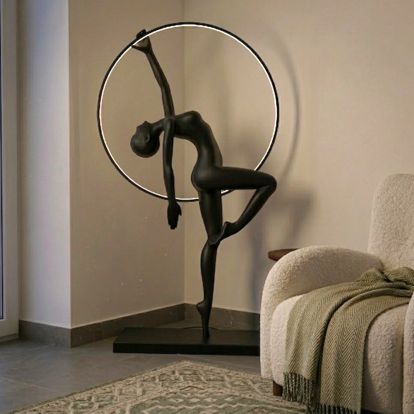 Halo Form Floor Lamp side view curved structure lighting