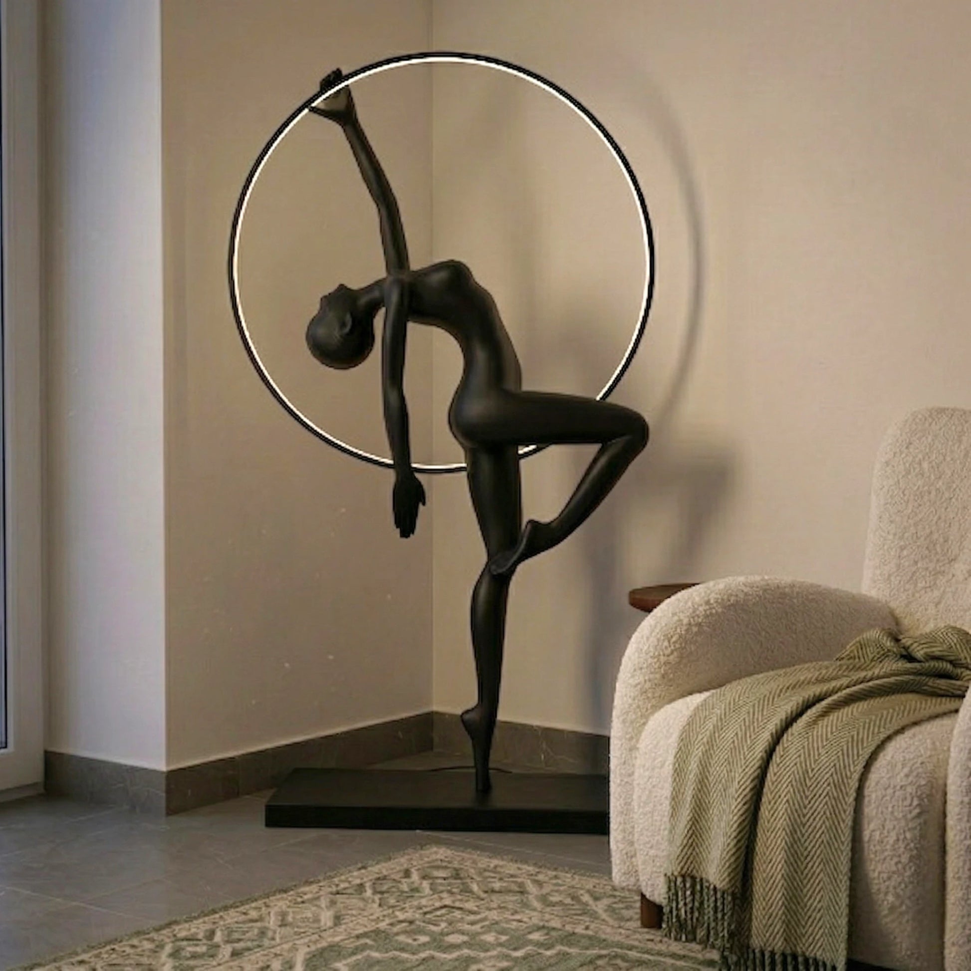 Halo Form Floor Lamp side view curved structure lighting