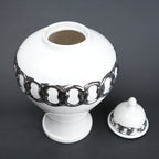 White ceramic jar vase with chrome detailing modern decor object flower vase and storage container