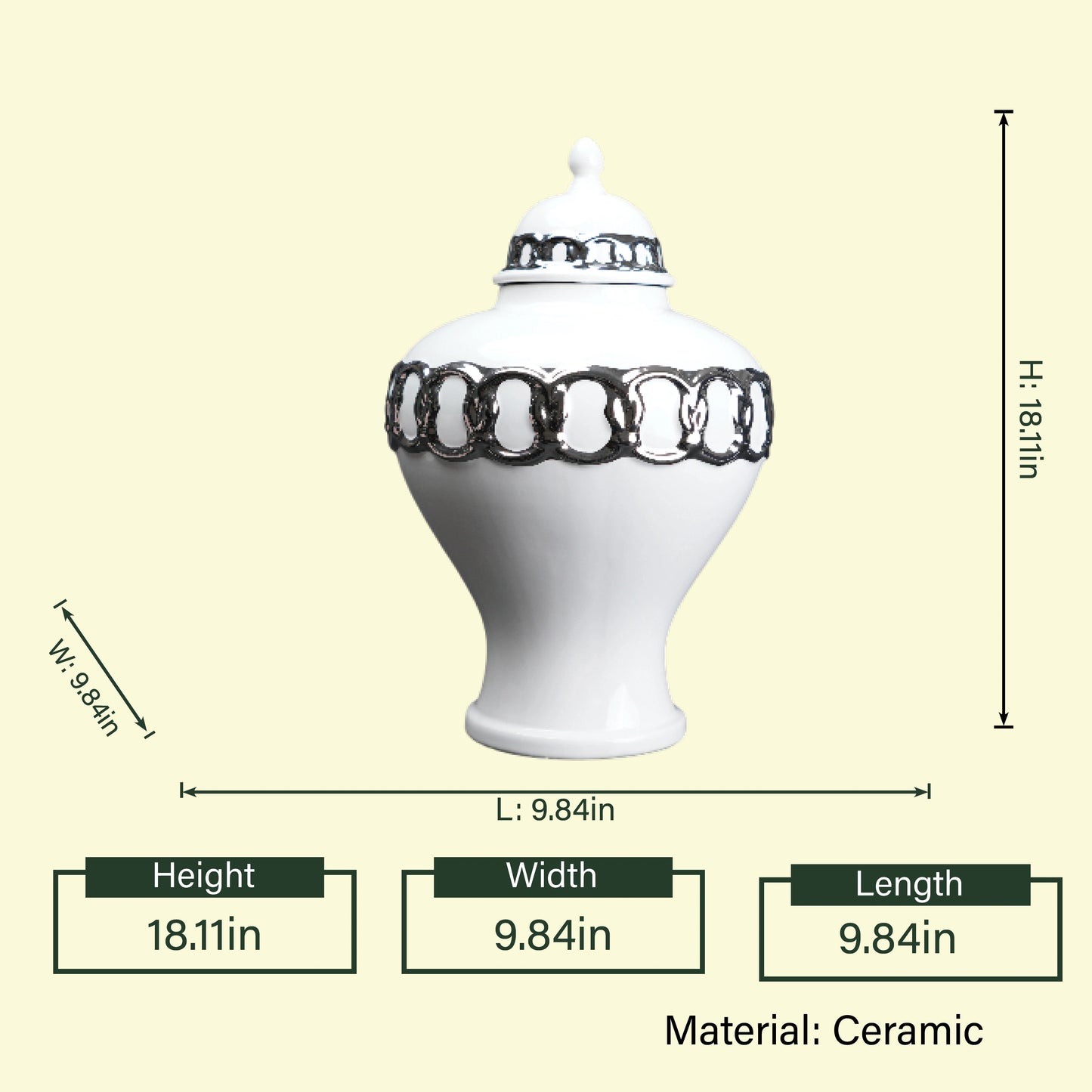 Ivory Link Decorative Jar styled on tabletop decor setup