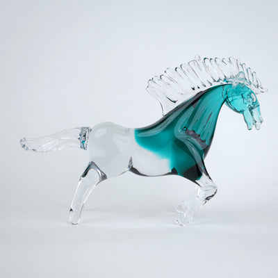 Aqua Glass Horse Figurine