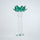 Emerald green glass lotus candle holder with faceted petals and clear crystal base