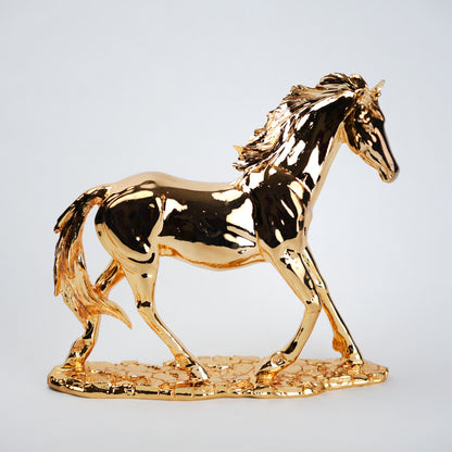 gold horse figurine luxury tabletop decor showpiece