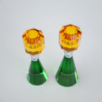 emerald amber crystal candle holder set of 2