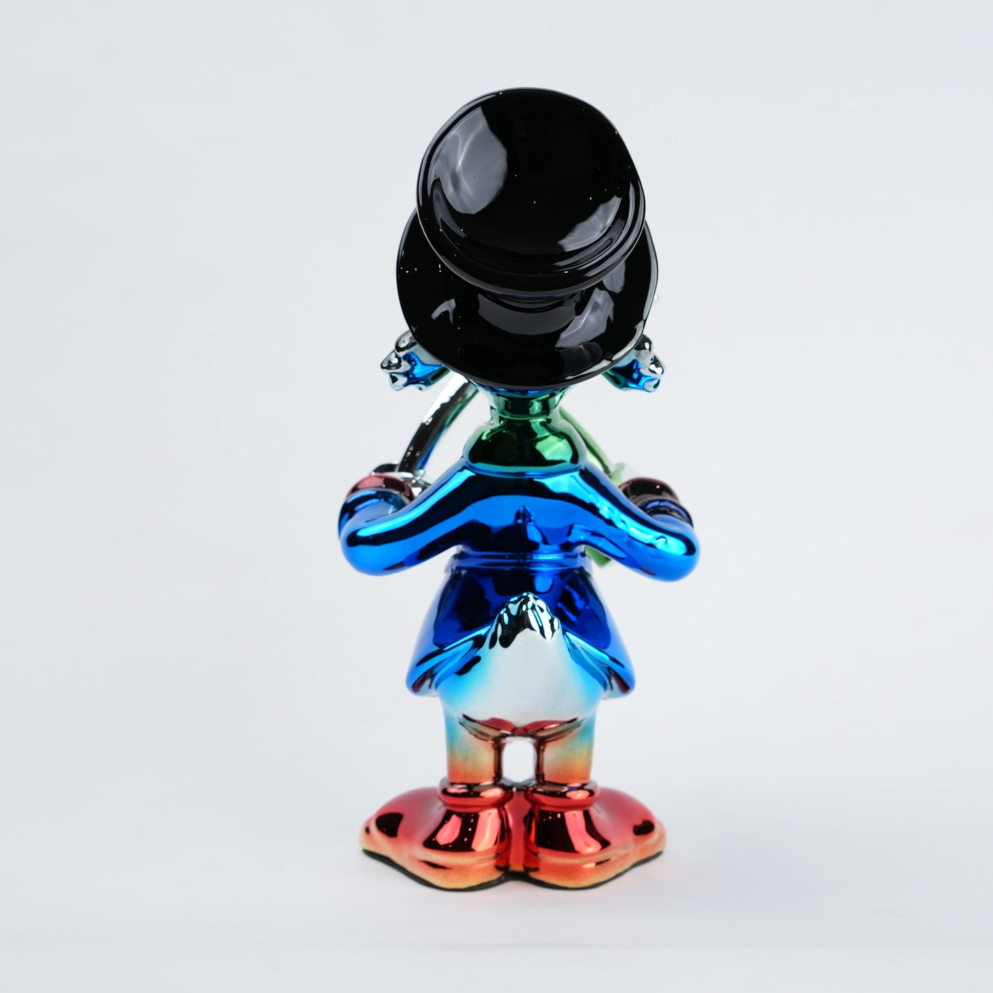 blue duck figurine holding champagne bottle and sword chrome finish luxury home decor accent