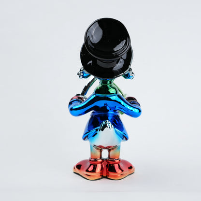 blue duck figurine holding champagne bottle and sword chrome finish luxury home decor accent