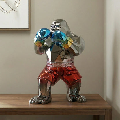 Bold Gorilla Boxer Figurine multicolor metallic decor