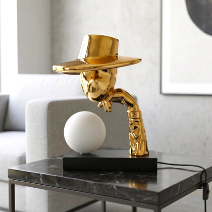 Elegant Hat Lamp gold side angle lighting