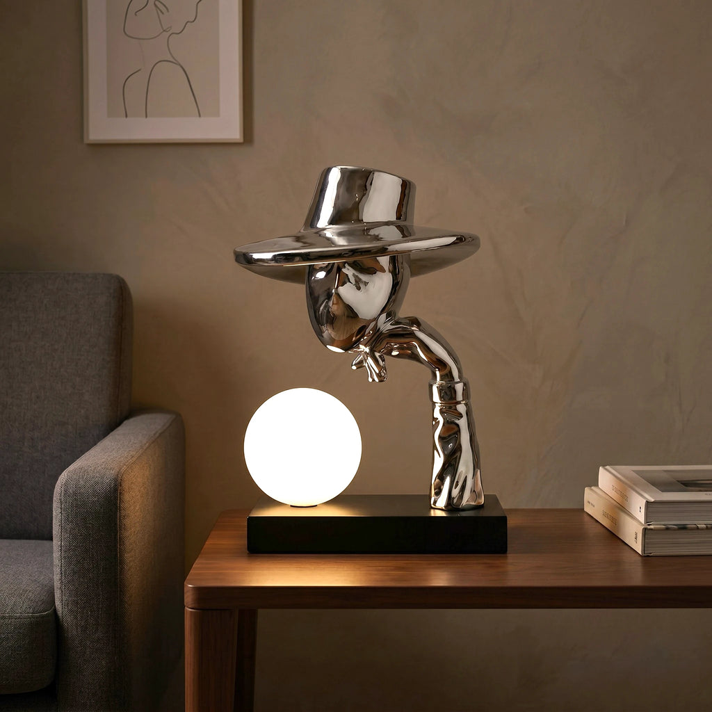 Elegant Hat Lamp silver electroplated sculptural design