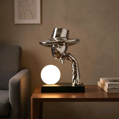 Elegant Hat Lamp silver electroplated sculptural design