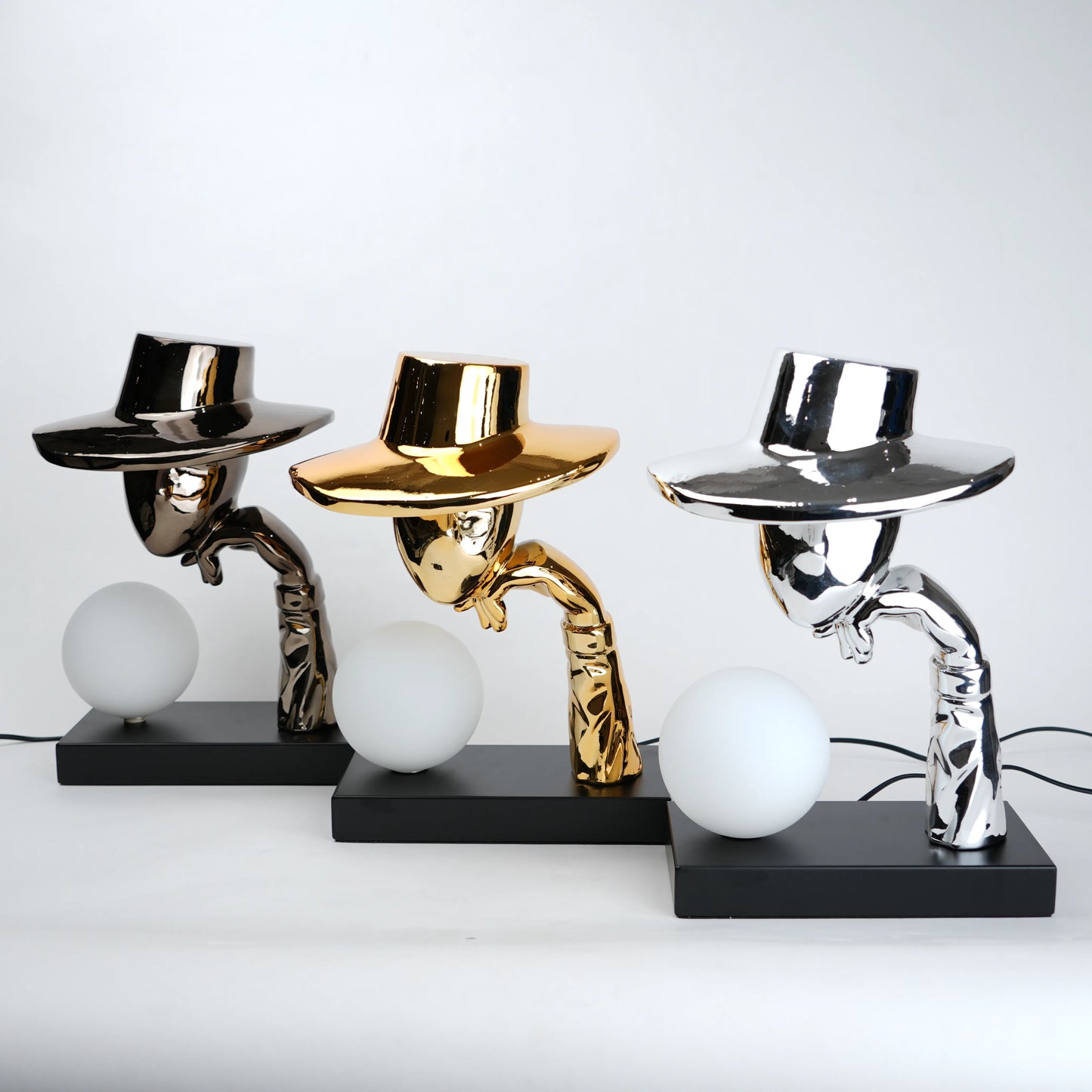 Elegant Hat Lamp detail of globe light base