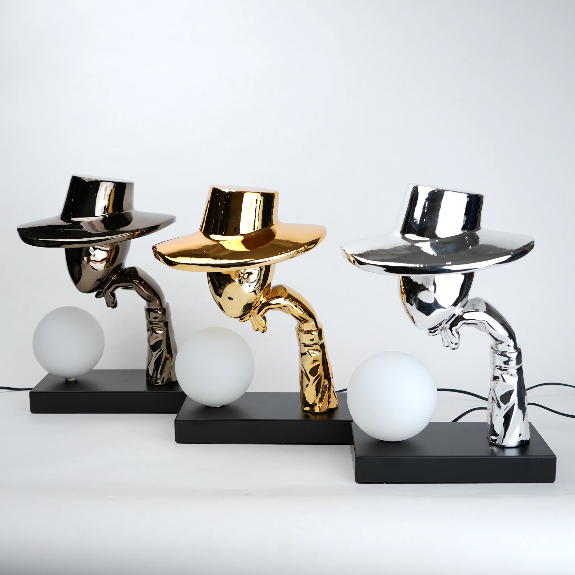 Elegant Hat Lamp detail of globe light base