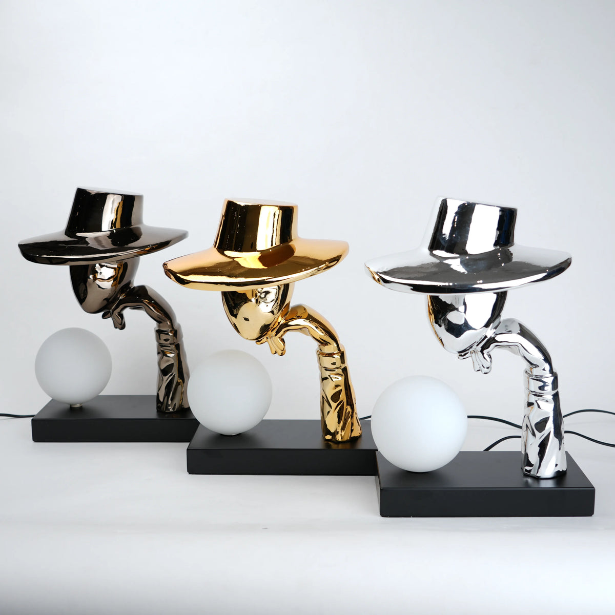 Elegant Hat Lamp detail of globe light base