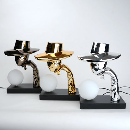 Elegant Hat Lamp detail of globe light base