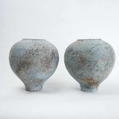 Patina ceramic vase in blue grey finish modern decorative vase for home styling