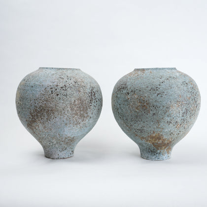 Patina ceramic vase in blue grey finish modern decorative vase for home styling