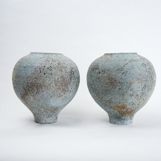 Patina ceramic vase in blue grey finish modern decorative vase for home styling