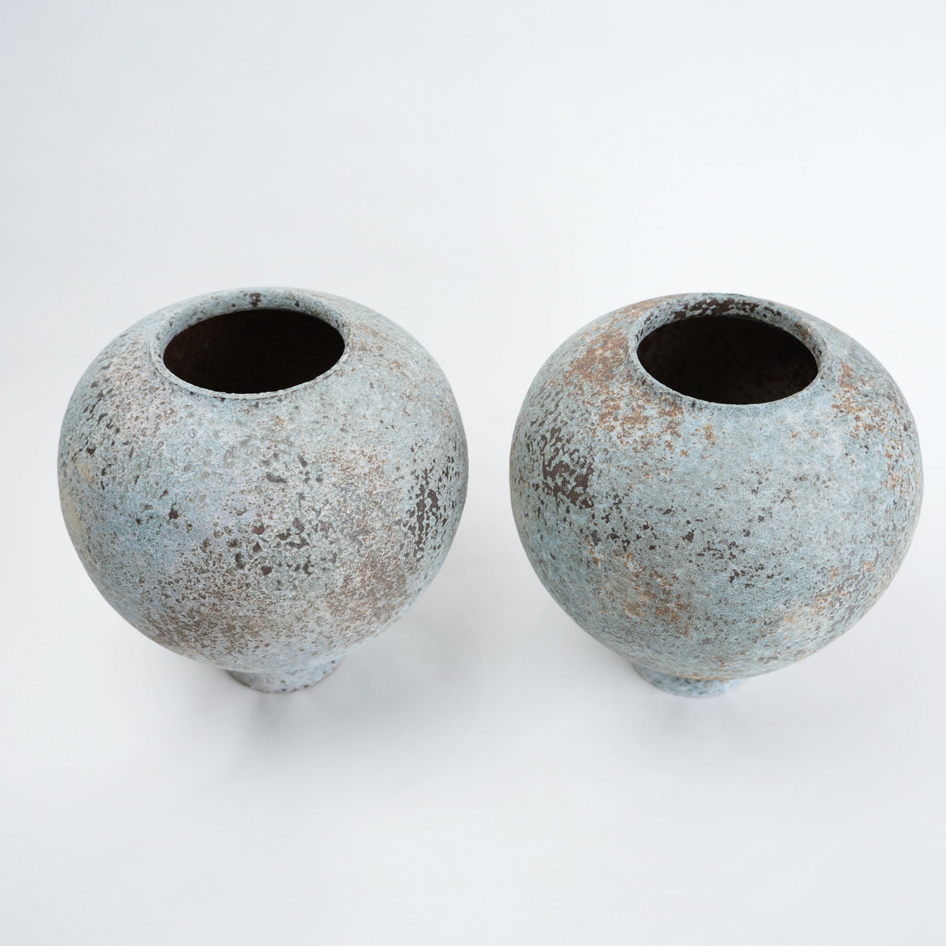 Patina ceramic vase in blue grey finish modern decorative vase for home styling