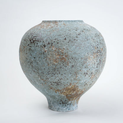Patina ceramic vase in blue grey finish modern decorative vase for home styling