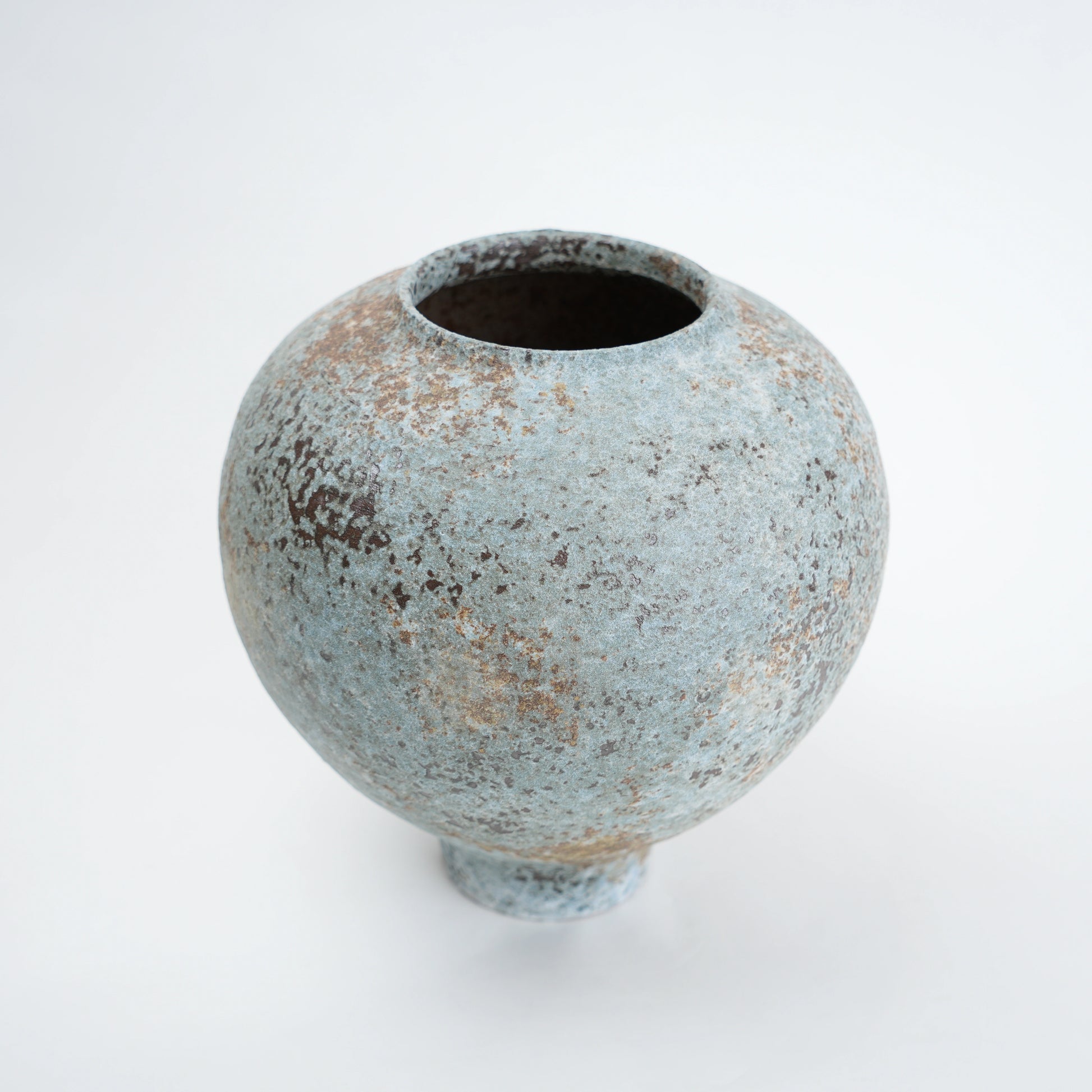 Patina ceramic vase in blue grey finish modern decorative vase for home styling