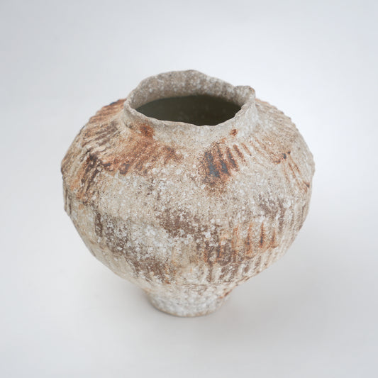 Rust patina ceramic vase with textured earthy finish available in small and large sizes for home decor