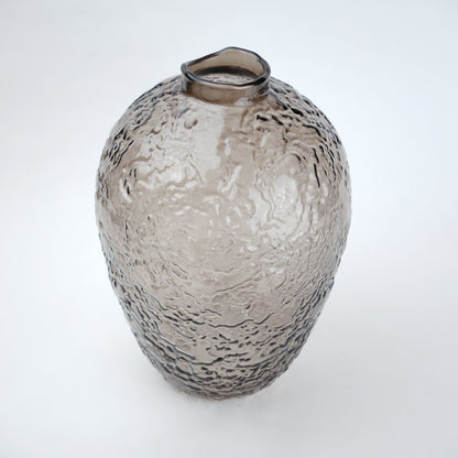 Hammered glass vase in warm grey finish available in three sizes for modern home decor styling