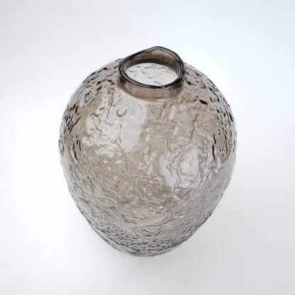Hammered glass vase in warm grey finish available in three sizes for modern home decor styling