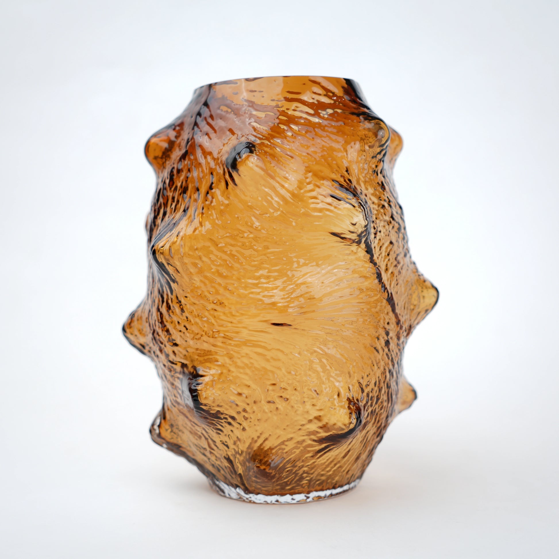 Amber hammered vase, caramel hues front