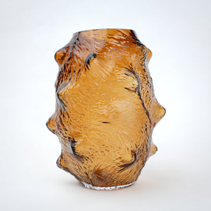 Amber hammered vase, caramel hues front