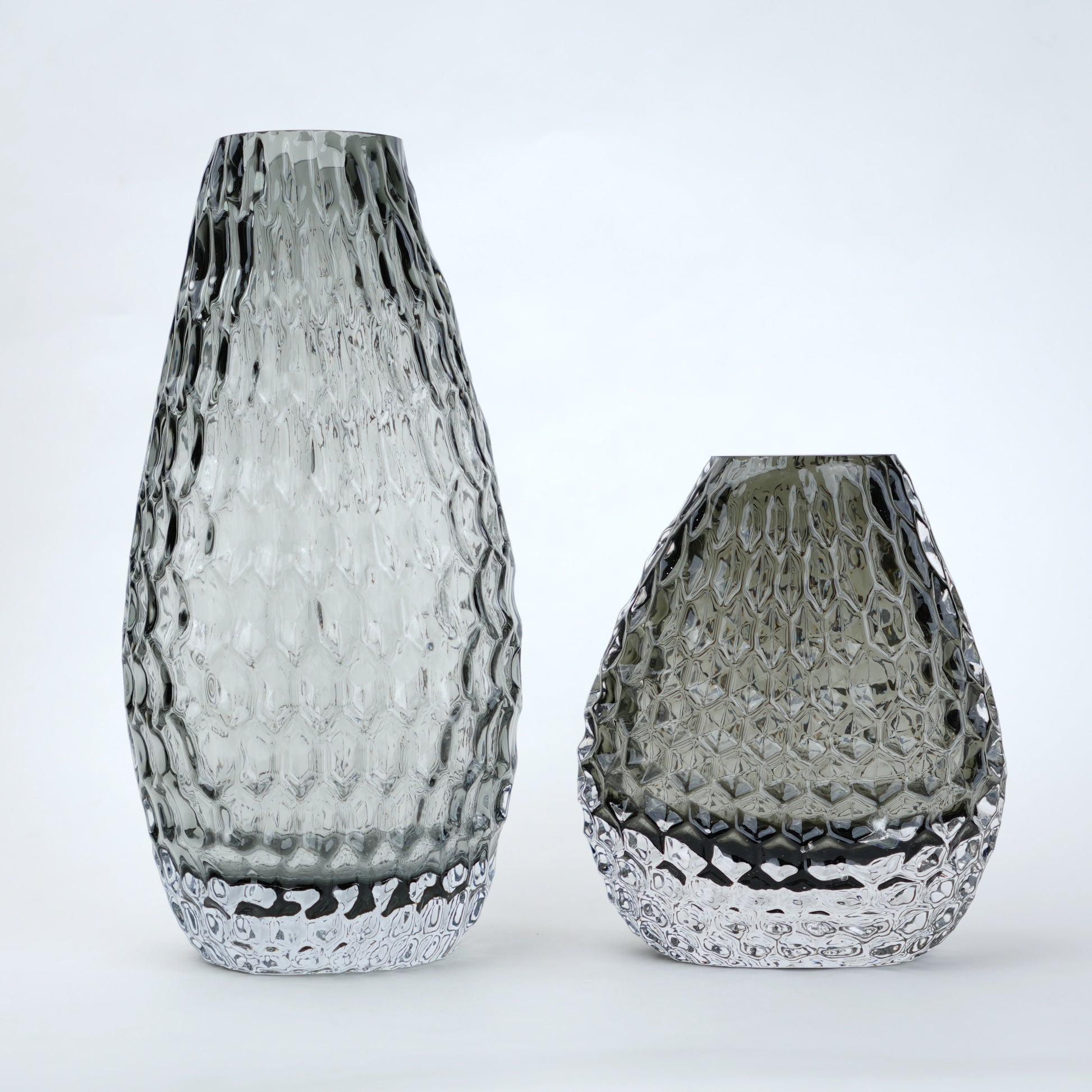 Two textured glass vases