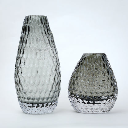 Two textured glass vases