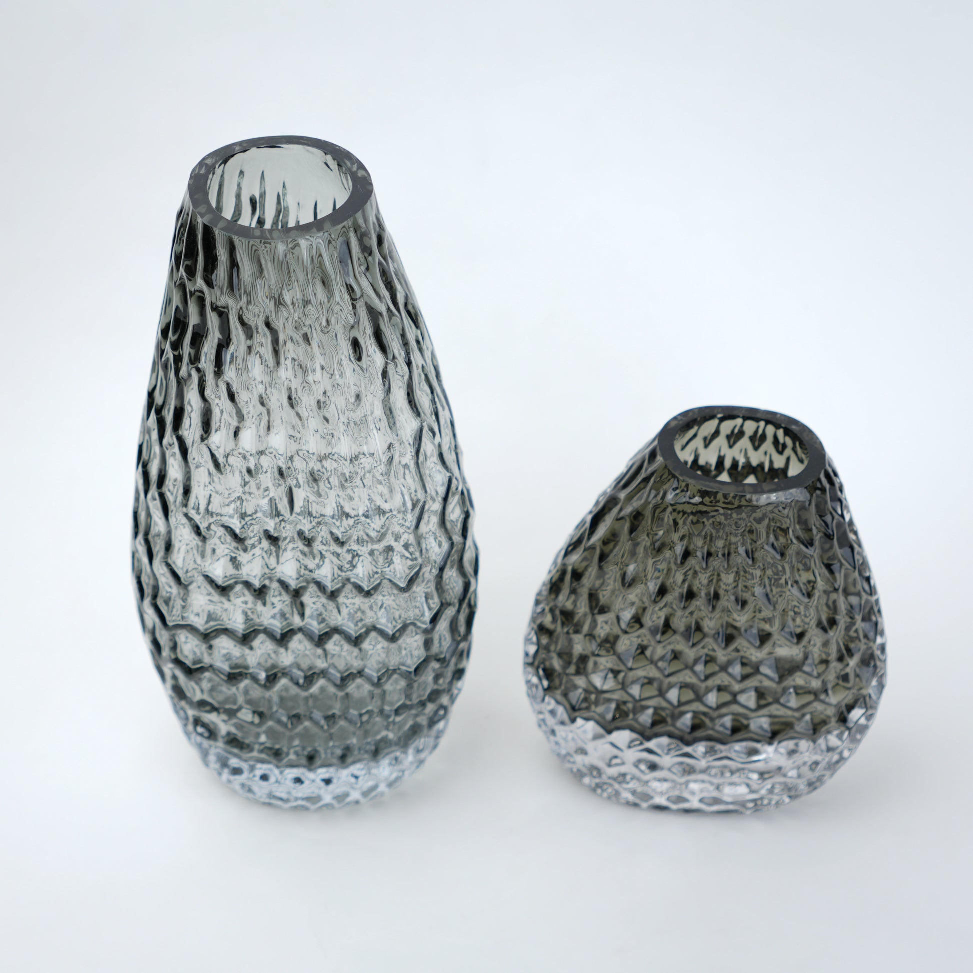 Two textured glass vases