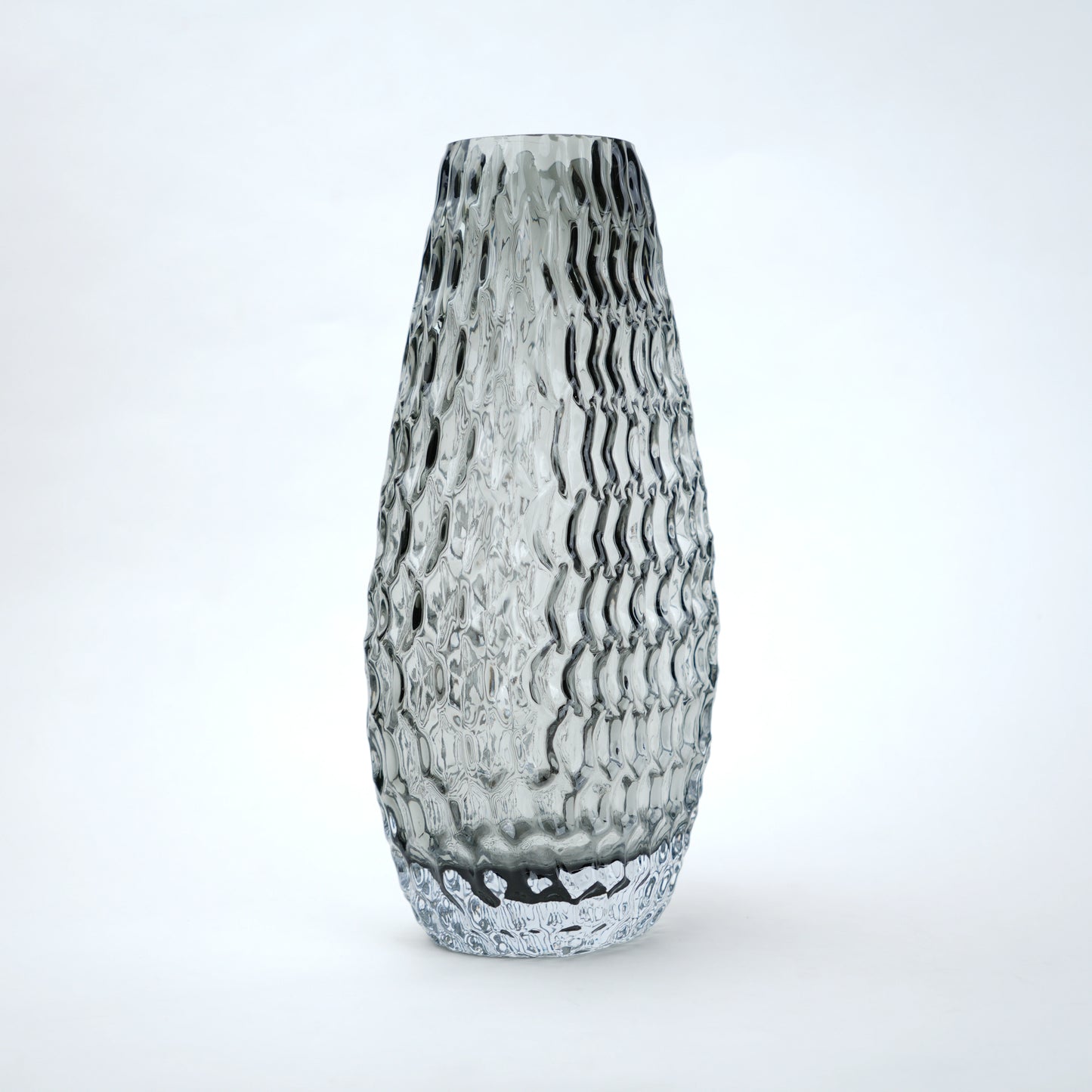 Decorative glass vase with textured design