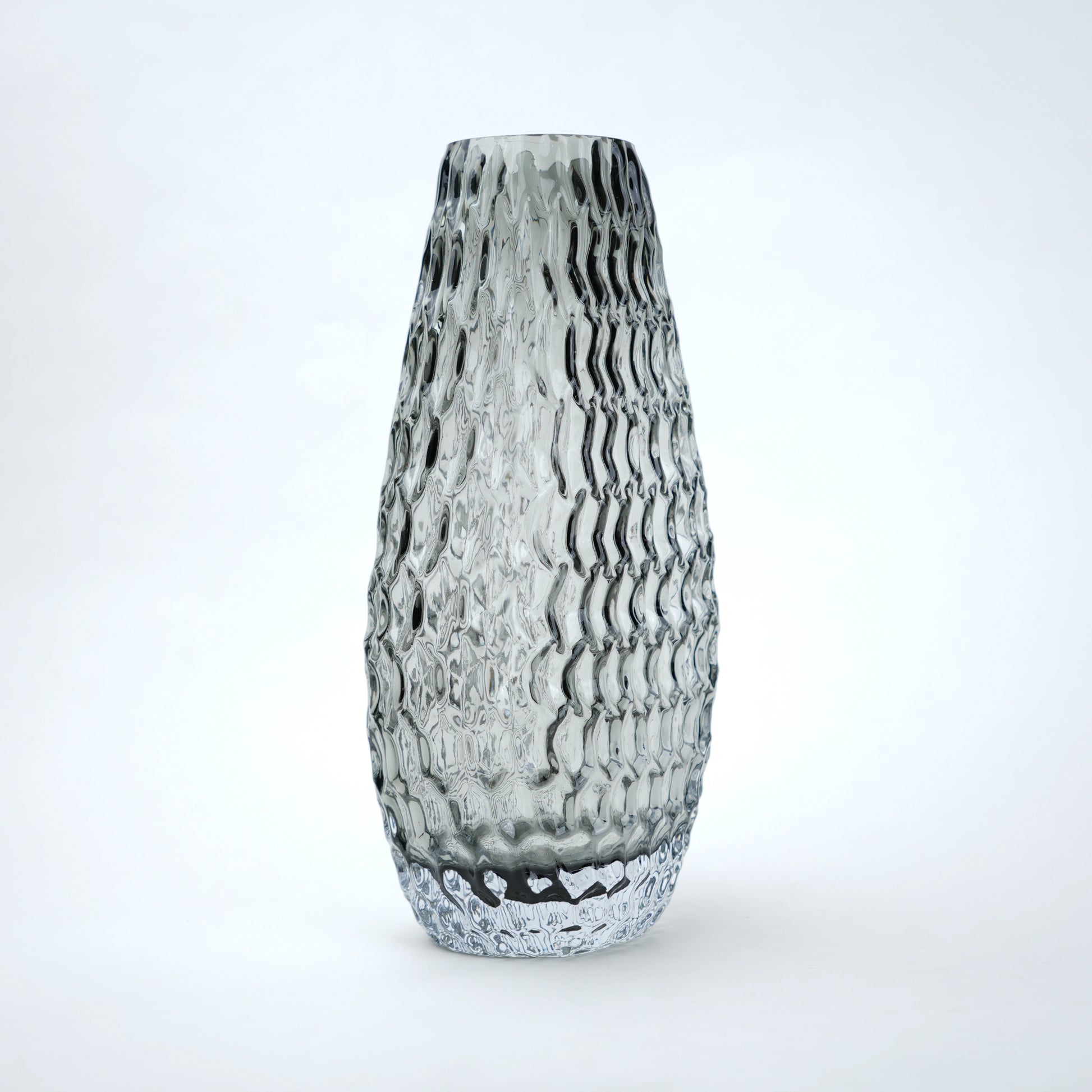 Decorative glass vase with textured design