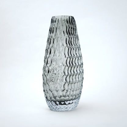 Decorative glass vase with textured design