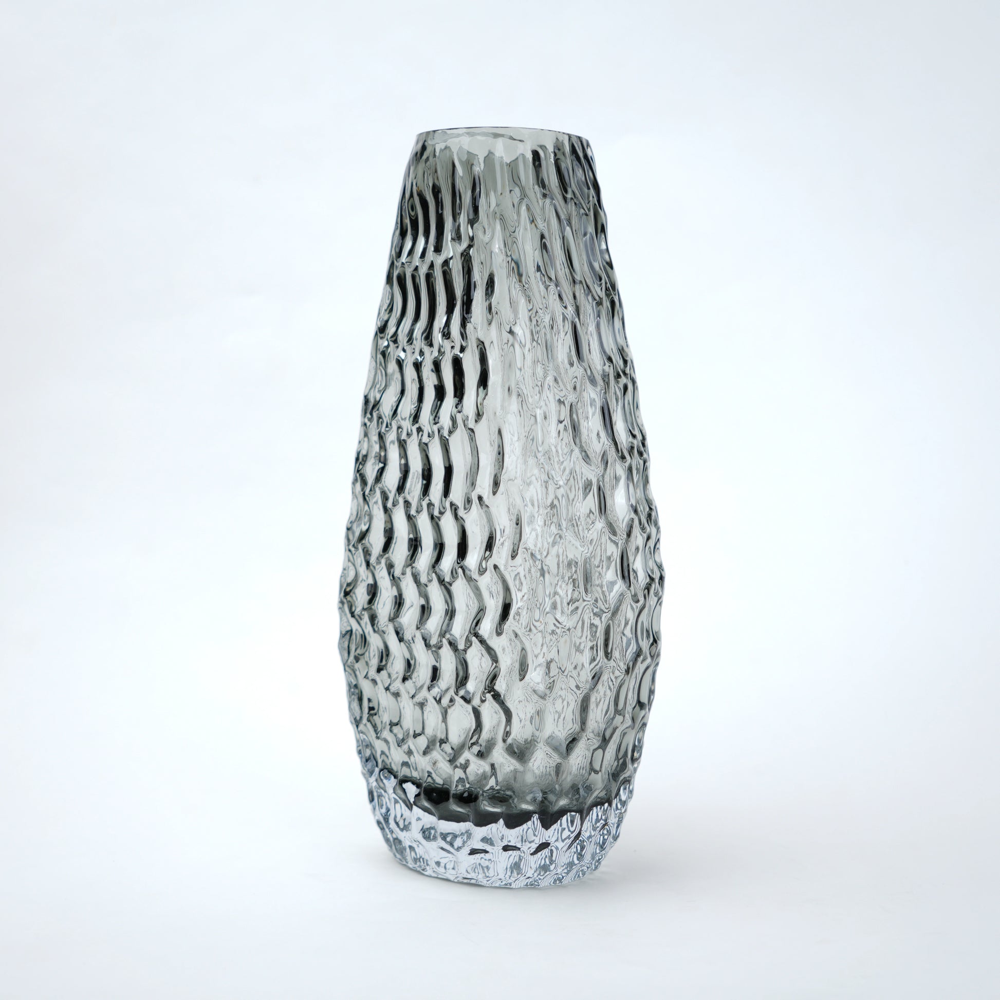 Decorative glass vase with textured design