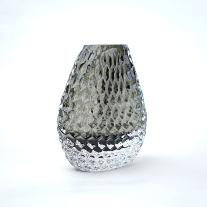 Decorative glass vase with textured design