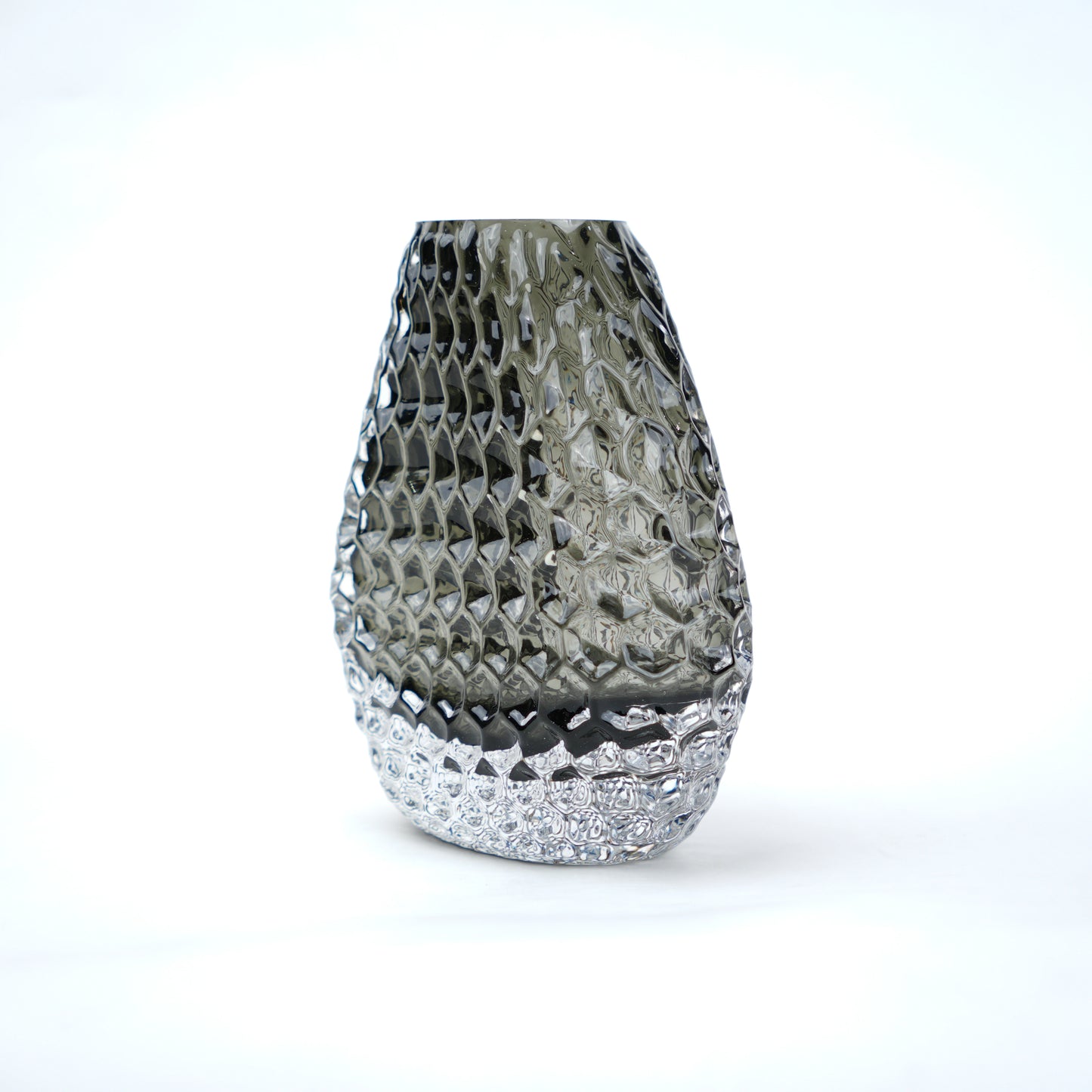 Decorative glass vase with textured design