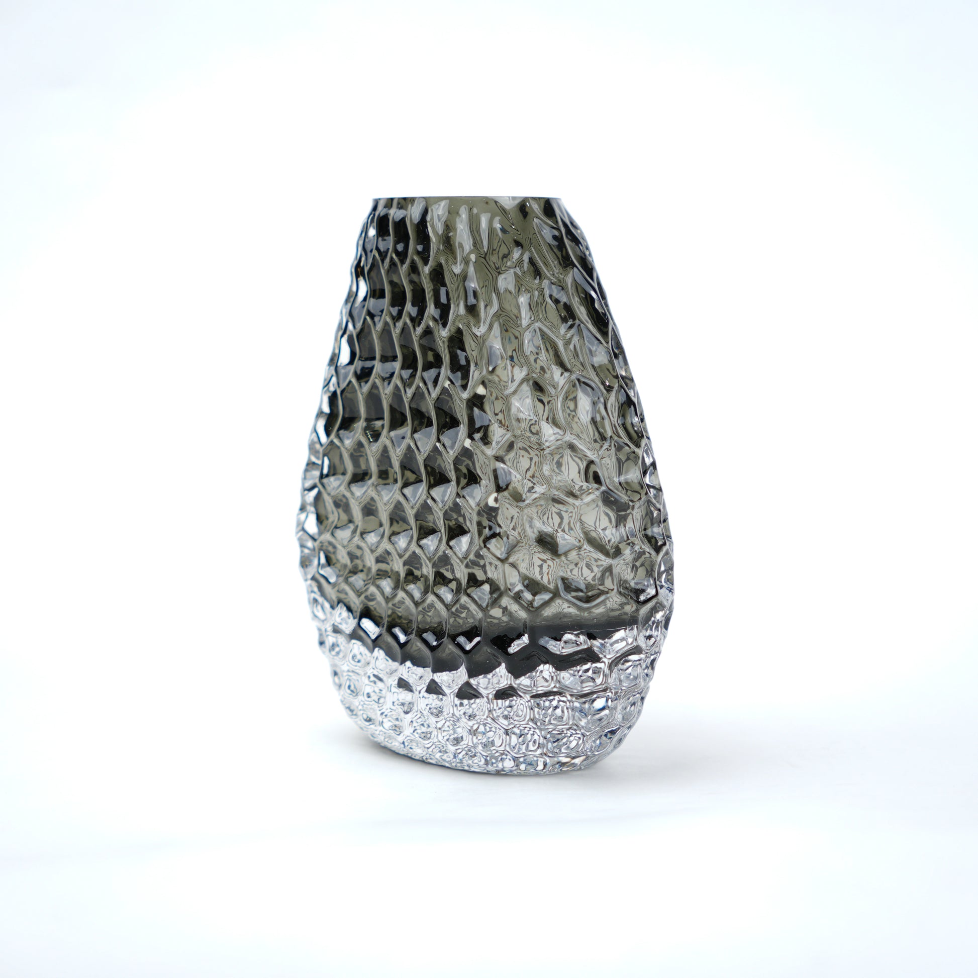 Decorative glass vase with textured design