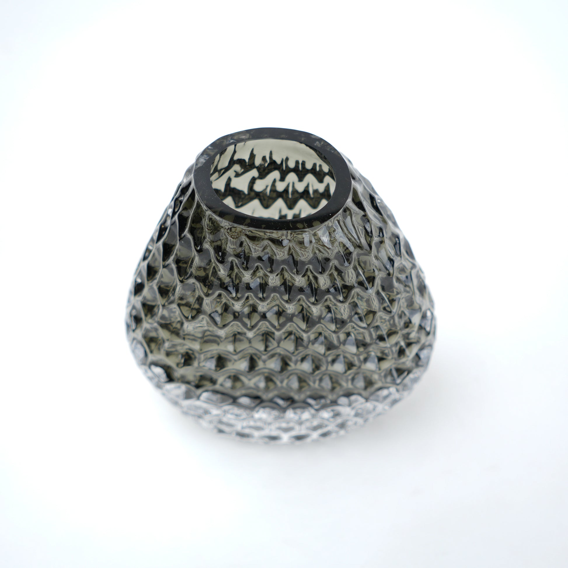 Decorative glass vase with textured design