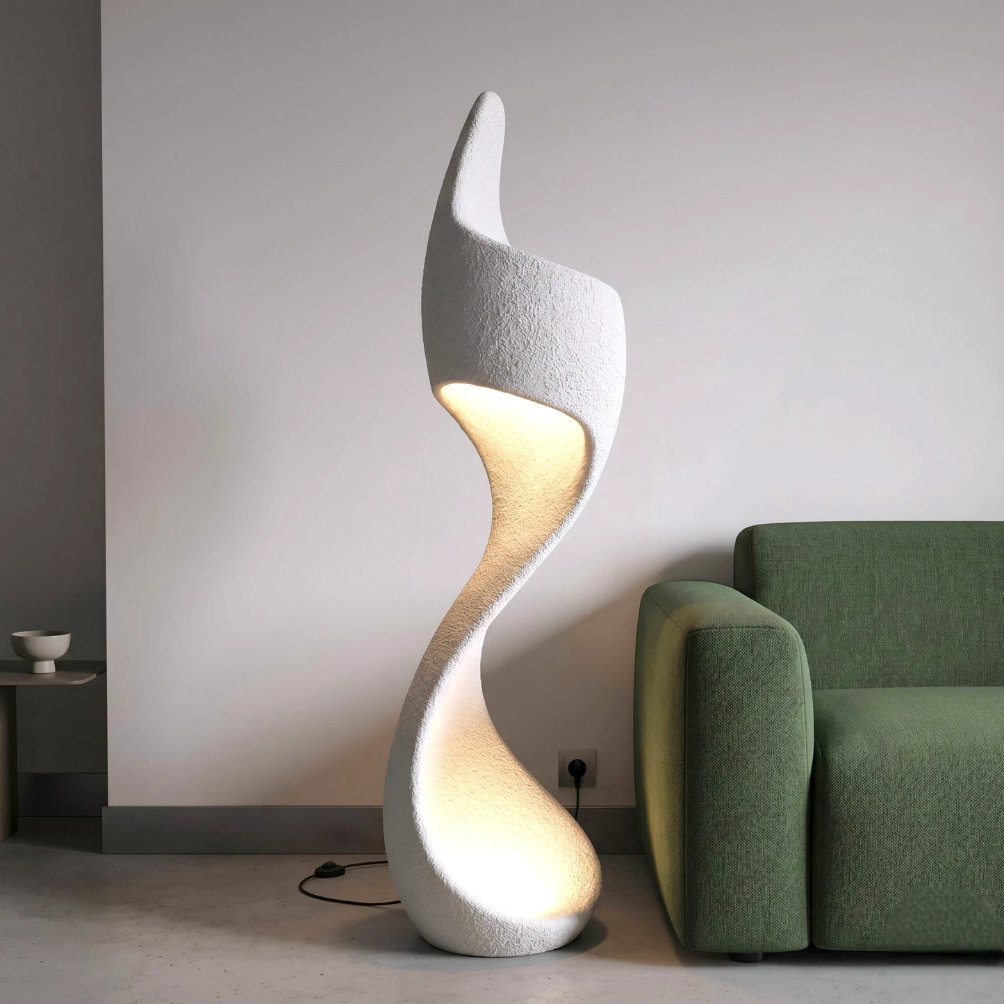 curved sculptural floor lamp ivory modern ambient lighting decor